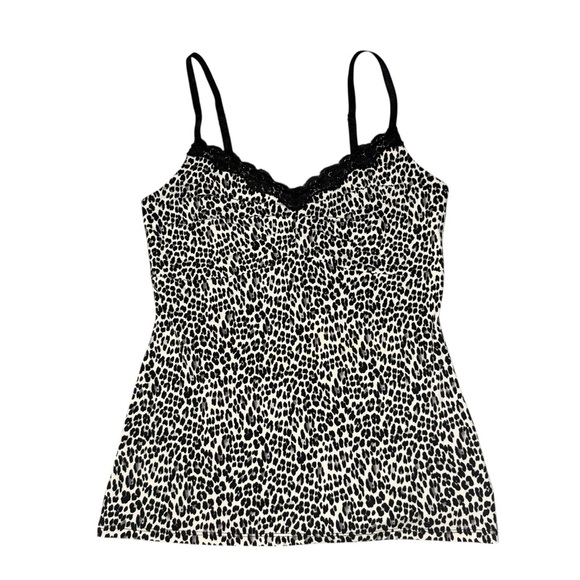 White House Black Market Workwear Leopard Print Lace Trim Stretch Cami Tank Top - Picture 5 of 9